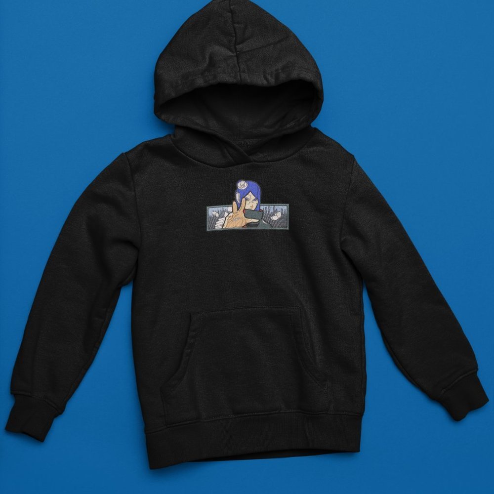 New- White&black Embroidered anime box hoodies